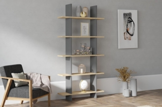 Hanah Home Scandinavian Bookshelf, Sapphire & Anthracite, 80 x 160 x 19.6 cm | 100% Melamine Coated Particle Board, 18 mm Thick | Wall-Mountable, Stylish & Functional Storage