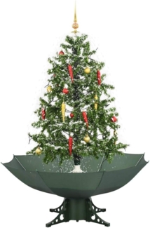 vidaXL 'Schneiender' Weihnachtsbaum mit Schirmfuß, Schneefall, Kugeln & LED-Lampen , Grün, 140 cm