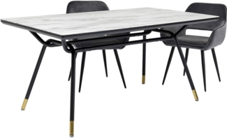 Kare Design Tisch South Beach, Schwarz, Weiß, 4-6 Personen, Sicherheitsglas Tischplatte, Marmor-Look, Industrial Stil, Elegant, Rechteckig, Esszimmer, Küchentisch, Konferenzraum, 75 x 160 x 90 cm (HxBxT)
