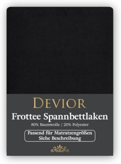 Devior Spannbettlaken Frottee 80% Baumwolle 20% Polyester, Winterspannbettlaken mit 160 g/m², Frottee, Gummizug: Rundumgummizug, 180 x 200 cm für Boxspringmatratze bis 32cm, Blickdicht, Einlaufsicher
