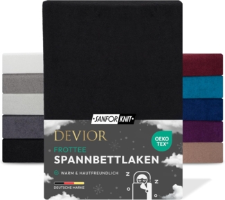 Devior Spannbettlaken Frottee 80% Baumwolle 20% Polyester, Winterspannbettlaken mit 160 g/m², Frottee, Gummizug: Rundumgummizug, 180 x 200 cm für Boxspringmatratze bis 32cm, Blickdicht, Einlaufsicher