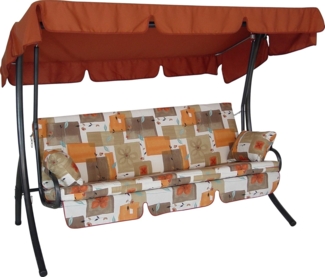 Angerer Freizeitmöbel GmbH Hollywoodschaukel Trend - Gartenschaukel Made in Germany - Schaukel zum Sitzen, Liegen und Entspannen - mit Bett-Funktion - einfache Montage (Beige-Braun-Terra Gemustert)