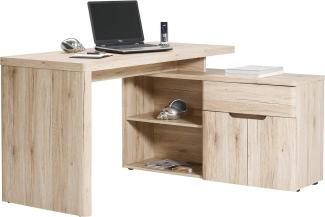 Movian Olton – Eckschreibtisch mit 1 Schublade und 2 Türen, 140 x 117 x 77 cm, San Remo-Eichen-Effekt
