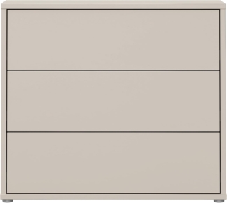 Forte Alice Springs Kommode 100, Moderne Kommode mit 3 Schubladen, Schlafzimmer, Wohnzimmer, Holzwerkstoff, Kaschmir Beige, 94,8 cm breit x 83,1 cm hoch x 34,9 cm tief