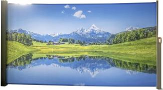 Seitenmarkise Motiv Bergsee silbergrau 160x300 Markise Seite Balkon Sichtschutz