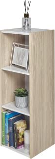 Marke Amazon– Movian, Aufbewahrungsschrank/Bücherregal/Akzentschrank mit 3 Ablagen aus Holz,Modular, Wohnzimmer, Schlafzimmer, Büro – Space Saving Shelf UB-9030 – Helle Eiche & Weiß