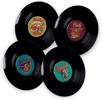 itenga Bierdeckel itenga 40x Bierdeckel rund Schallplatten Retro Untersetzer 10,7cm