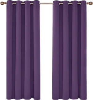 Deconovo Blickdichte Gardinen mit Ösen Vorhang Thermo Verdunkelung Schlafzimmer, 114x132 cm(HöhexBreite), Dunkelviolett, 2er Set
