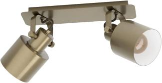 Eglo 43818 Spotleuchte SOUTHERY Stahl creme-gold gebürstet, weiss E27 2X40W L:47cm B:11cm H:21cm dimmbar