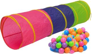 Spieltunnel 200 Bälle Kriechtunnel 180x46 cm Krabbeltunnel Kinder Zelt Tunnel