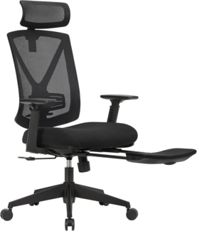 Songmics Ergonomischer Bürostuhl mit Fußstütze und verstellbare Kopfstütze, Netzstoff schwarz, 68,5x70 x (116-133) cm