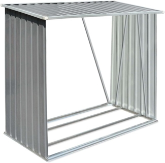 vidaXL Brennholzlager Verzinkter Stahl 163 x 83 x 154 cm Grau 44959