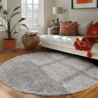 Carpettex Hochflor-Teppich Unicolor - Einfarbig, Rund, Höhe: 30 mm, Einfarbig Shaggy Teppich Wohnzimmer Langflor versch. farben und größen