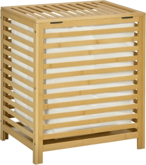 HOMCOM Wäschekorb 55L, Wäschesammler mit Deckel, Entnehmbarem Wäschesack (Wäschebox, 1 St, Wäschetruhe), Bambus, 50 x 36 x 60 cm, Natur