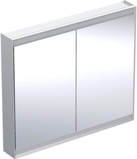 Geberit ONE Spiegelschrank mit ComfortLight, 2 Türen, Aufputzmontage, 105 x 90 x 15 cm, 505.814.00, Farbe: Aluminium eloxiert - 505.814.00.1