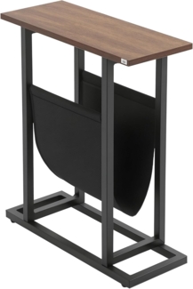 HOMCOM Beistelltisch Sofatisch mit Stahlrahmen (Kaffeetisch, 1-St, Couchtisch), Dunkelbraun+Schwarz, 49 x 19 x 55 cm