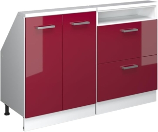 Vicco Dachschrägenschrank-Set Bordeaux Hochglanz/Weiß 2er Set, Rion