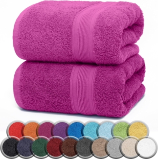 NatureMark 2er Pack SAUNATÜCHER/BADETÜCHER – Premium Qualität 80x200 cm – Sauna-Handtuch 100% Baumwolle – Farbe: Pink