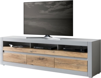 TV-Lowboard Tamaris in grau matt und Eiche 217 x 63 cm