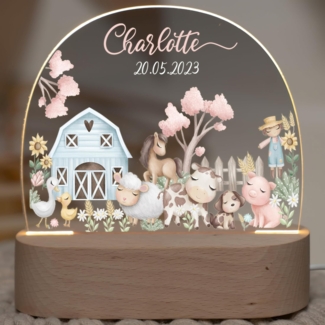 Kidsmood Nachtlampe mit Wunschnamen, Individuelle Nachttischlampe Kinder, Niedliches Nachtlicht für Babys, Personalisierte Geschenke für Babys, Geschenk zur Geburt