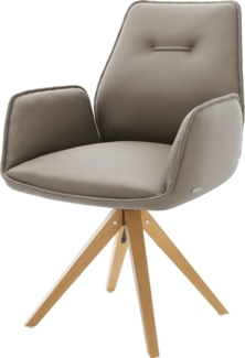 Esszimmerstuhl Zoa-Flex Echt-Leder Schlamm Holzgestell kantig Natur Taschenfederkern