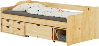 IDIMEX Funktionsbett SENTA, Bett mit Stauraum, Kiefer massiv, Kinderbett Jugendbett 90x200 Farbaus