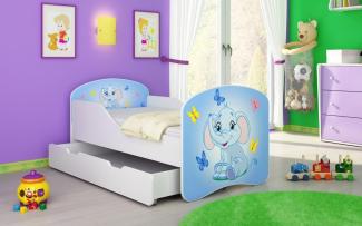 Kinderbett Luna mit Stauraum und verschiedenen Motiven 160x80 Elephant