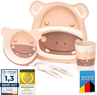 all Kids United Kindergeschirr-Set Tier-Motiv Geschirr (5-tlg), Teller, Schüssel, Besteck, Becher