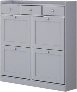 Schuhkipper Vitto Grau 100 x 99.5 cm mit 3 Schubladen & 4 Klappfächern Vicco