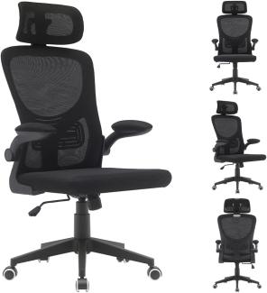 BAKAJI Bürostuhl, Nylon, Schwarz, 56x116-126 cm