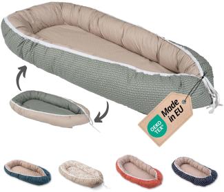 ULLENBOOM Babynest - 100% OEKO-TEX Materialien & Made in EU, Blätterzauber - Babynestchen Neugeborene aus kuscheliger Baumwolle, Ideal als Reisebett & Kuschelnest geeignet