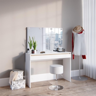 Vicco Schminktisch Weiß 120 cm mit LED Beleuchtung und Hocker, Emma