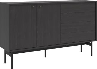 Selsey Olar - Sideboard 2-türig mit vier Schubladen, Holzoptik Esche Portland Schwarz, 154 cm