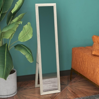 HOMCOM Standspiegel Ganzkörperspiegel mit Ständer, freistehender Wandspiegel (Ankleidespiegel, 1-St, Garderobenspiegel), für Schlafzimmer, Flur, Alu, Grau, 37 x 157 cm