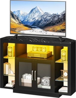 YITAHOME 100CM Eckschrank mit RGB-LED-Beleuchtung, Eckkommode fernsehschrank für bis zu 55 Zoll-TV mit 7 offenen Gaming Entertainment Center Regalen Moderne Einfachheit TV-Standchest