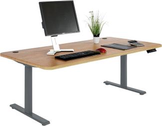 Schreibtisch HWC-D40, Computertisch, elektrisch höhenverstellbar 160x80cm 53kg MVG ~ braun Struktur, anthrazit-grau