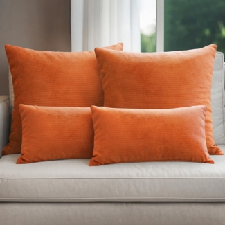 Selfitex Dekokissen 4er Set Cord Kissen inkl. Füllkissen, 2x 50x50 & 2x 30x50, robuster Bezug mit satten Farben, weiches Füllkissen