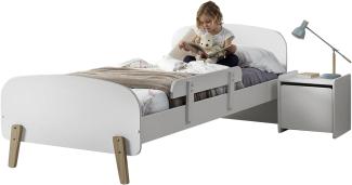 Kinderbett >KIDDY< in weiß aus Massiv Kiefer und MDF - 205,5x72,5x95cm (BxHxT)