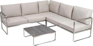 greemotion 'Sydney' Lounge-Set, 4-teilig, Edelstahl-Ecksofa-Set mit Tisch und Polstern