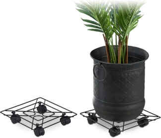 relaxdays Blumentopfuntersetzer Pflanzenroller eckig 2er Set