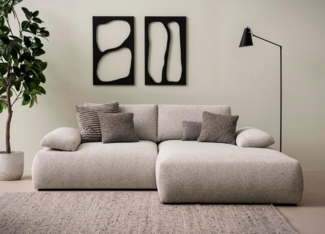 DOMO. collection Ecksofa 800 016, kleines Sofa in L-Form mit Taschenfederkern, Eckcouch, Modulsofa 244 x 188 x 80 cm (BxTxH), beige-schwarz