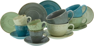 CreaTable 23414 Kaffeetassen-Set Nature Collection für 4 Personen, Steinzeug, mehrfarbig (1 Set, 16-teilig)