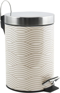 MSV Kosmetikeimer "Wave Beige" Mülleimer Treteimer Abfalleimer - 3 Liter – mit herausnehmbaren Inneneimer