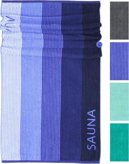 Lashuma Saunatuch Helsinki, Frottee (1-St), großes Handtuch 85x200 blau schwarz mit Streifen