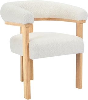 Vente-unique - Stuhl mit Armlehnen - Bouclé-Stoff & Kautschukholz - Weiß & Holzfarben - LIVELIA von Pascal MORABITO