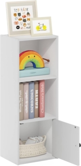 Furinno Luder Bücherregal mit 3 Etagen, mit 1 Türen, Weiß