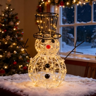 LEDYA Schneemann Weihnachtsbeleuchtung, 400 LEDs Warmweiß, 31 cm LED Schneemann Lichterkette mit Timer, Netzbetrieben, Innen- & Außenbereich, Weihnachtsdeko Schneemann für Haus, Garten, Hof, Party