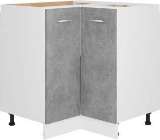 vidaXL Eckunterschrank 2 Regalböden Küchenschrank Küchenzeile Eckschrank Küchenmöbel Einbauküche Schrank Betongrau 75,5x75,5x80,5cm Holzwerkstoff