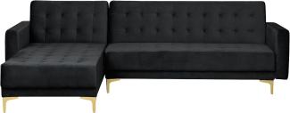 Ecksofa ABERDEEN Schwarz Samtstoff