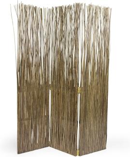 3 fach Paravent Raumteiler, Weide grau, 120x170 cm